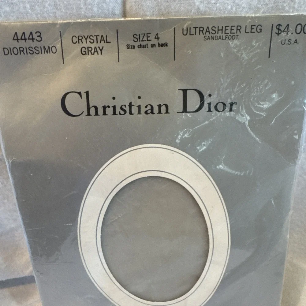 Christian Dior 4443 Ultrasheer Crystal Gray Pantyhose Diorissimo‎  size 4 to 6'